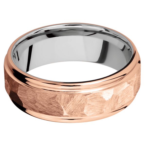 14K Rose Gold + Rock , Polish Finish + Platinum Emblem