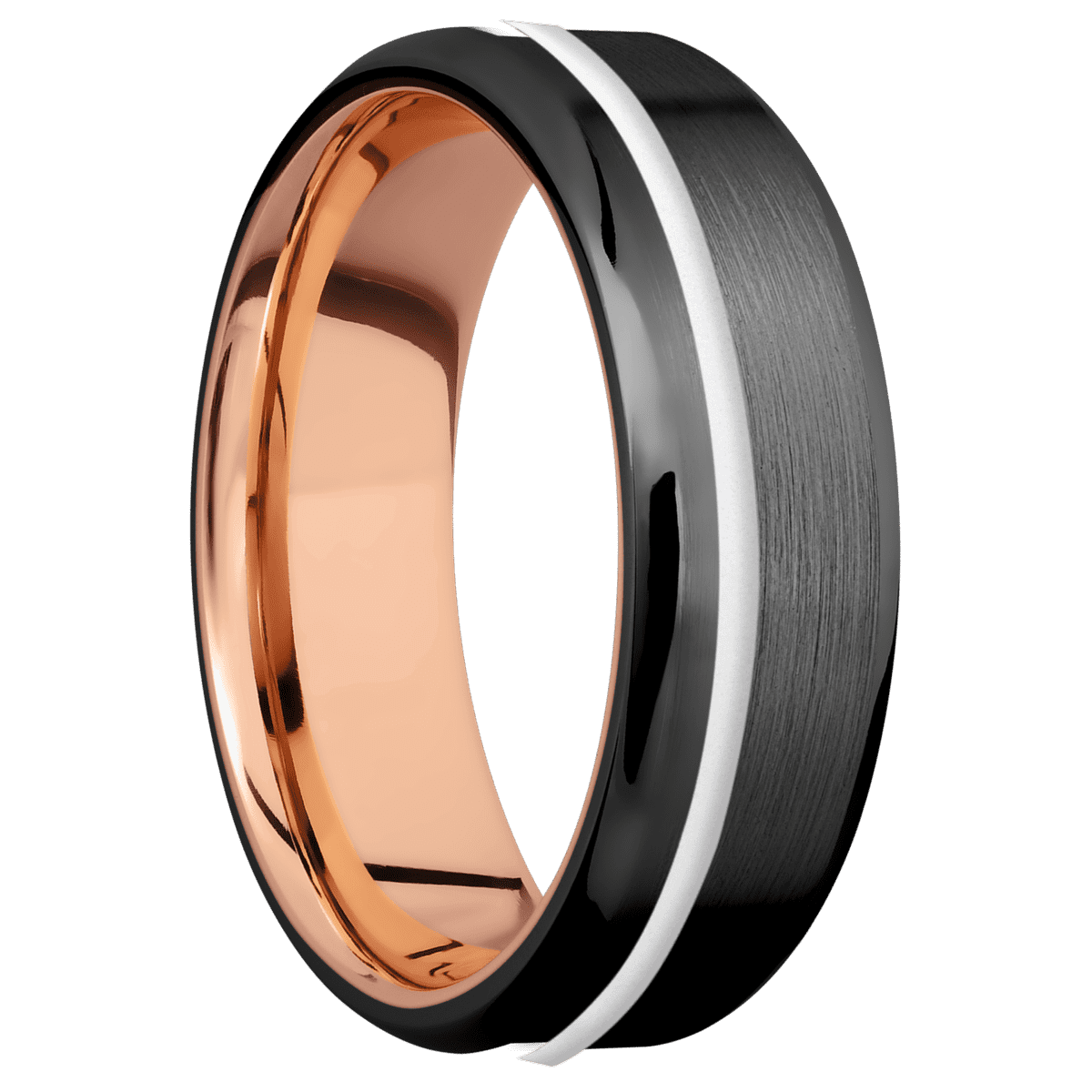 Zirconium + Satin , Polish Finish + 14K Rose Gold