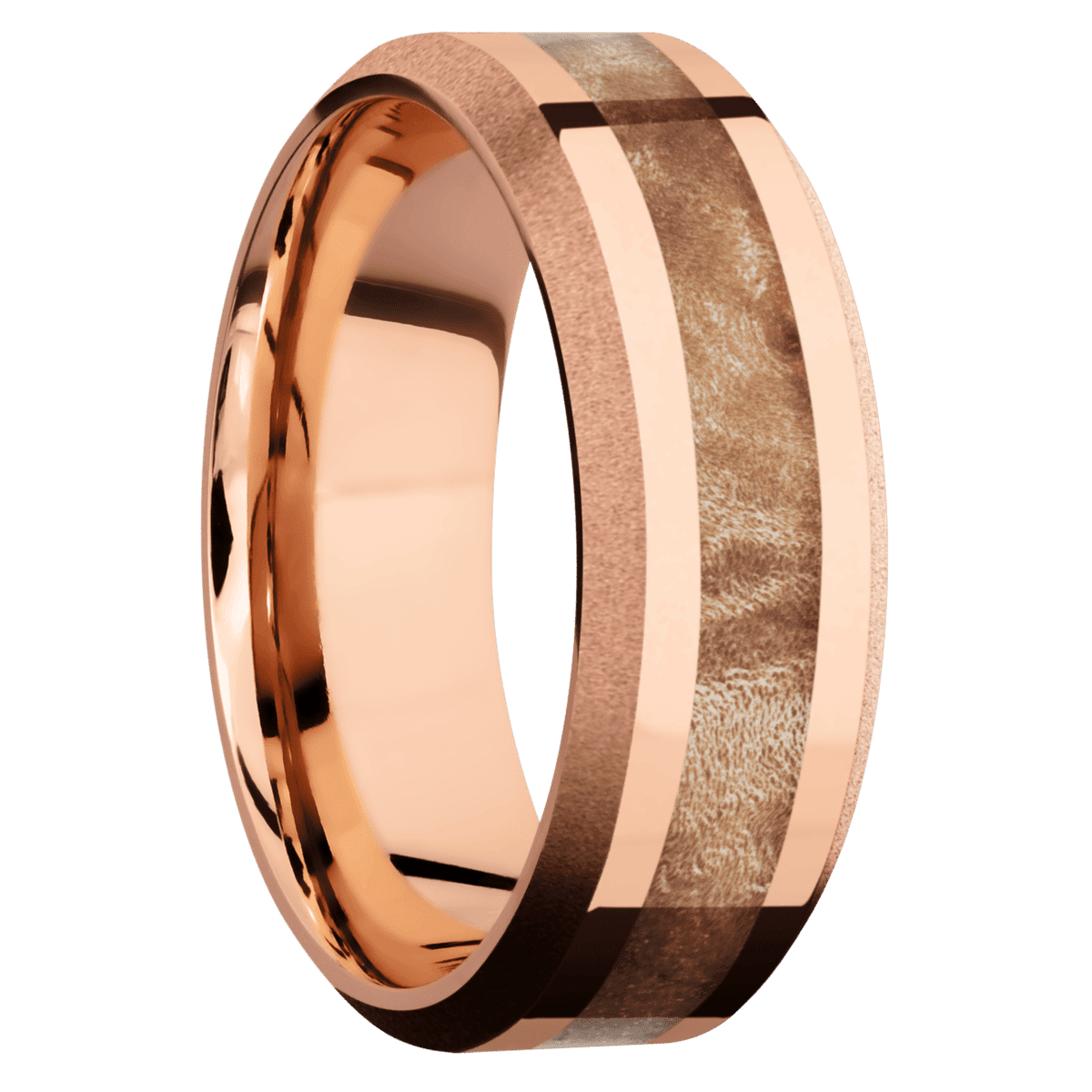 14K Rose Gold + Polish , Sand Finish