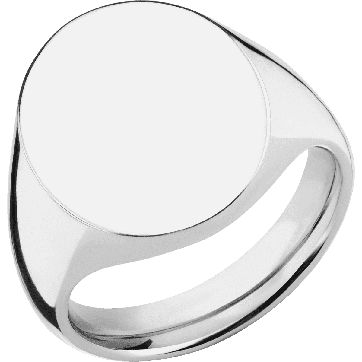 Large Oval signet ring (20x16mm) in 14K White Gold, with a Thin style band.