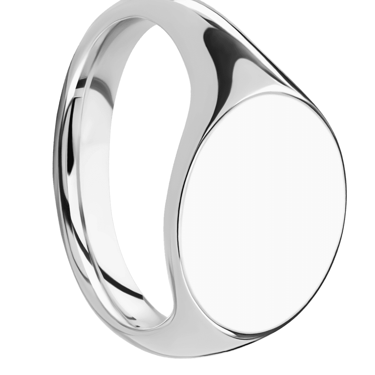 Medium Horizontal Oval signet ring (16x13mm) in 14K White Gold, with a Thin style band.