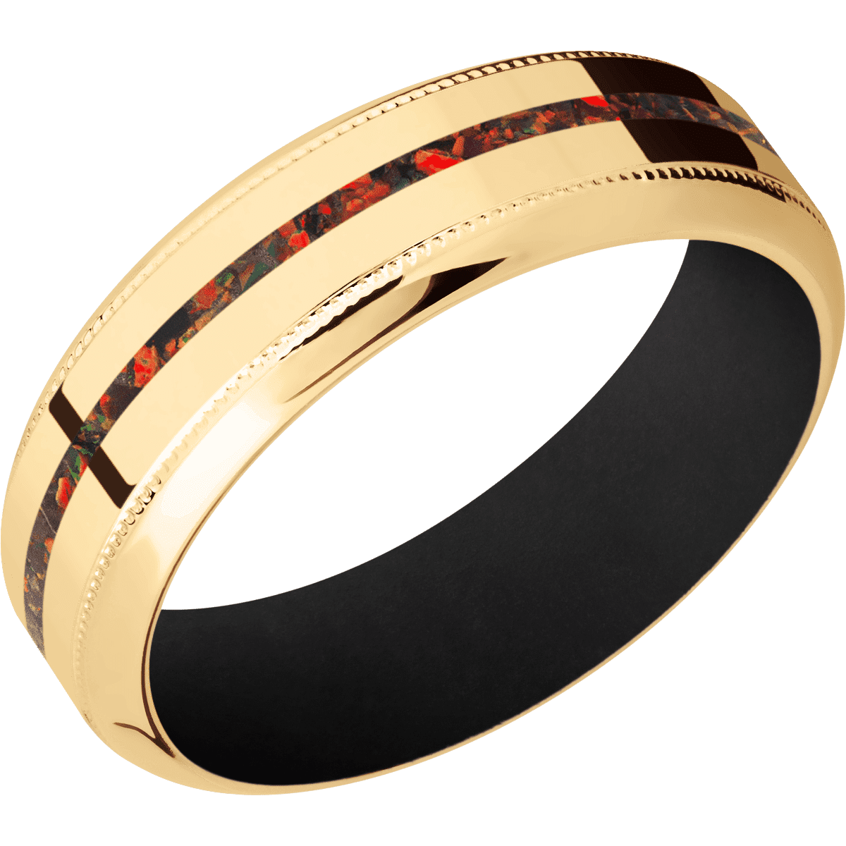 14K Yellow Gold + Polish , Polish Finish + Black