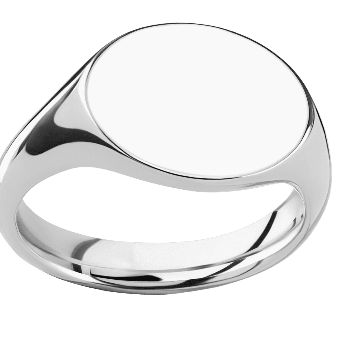 Medium Horizontal Oval signet ring (16x13mm) in 14K White Gold, with a Thin style band.