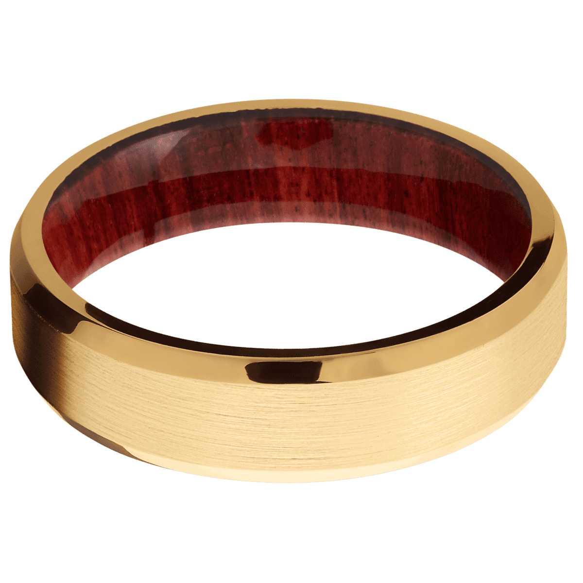 14K Yellow Gold + Satin , Polish Finish + Red Heart