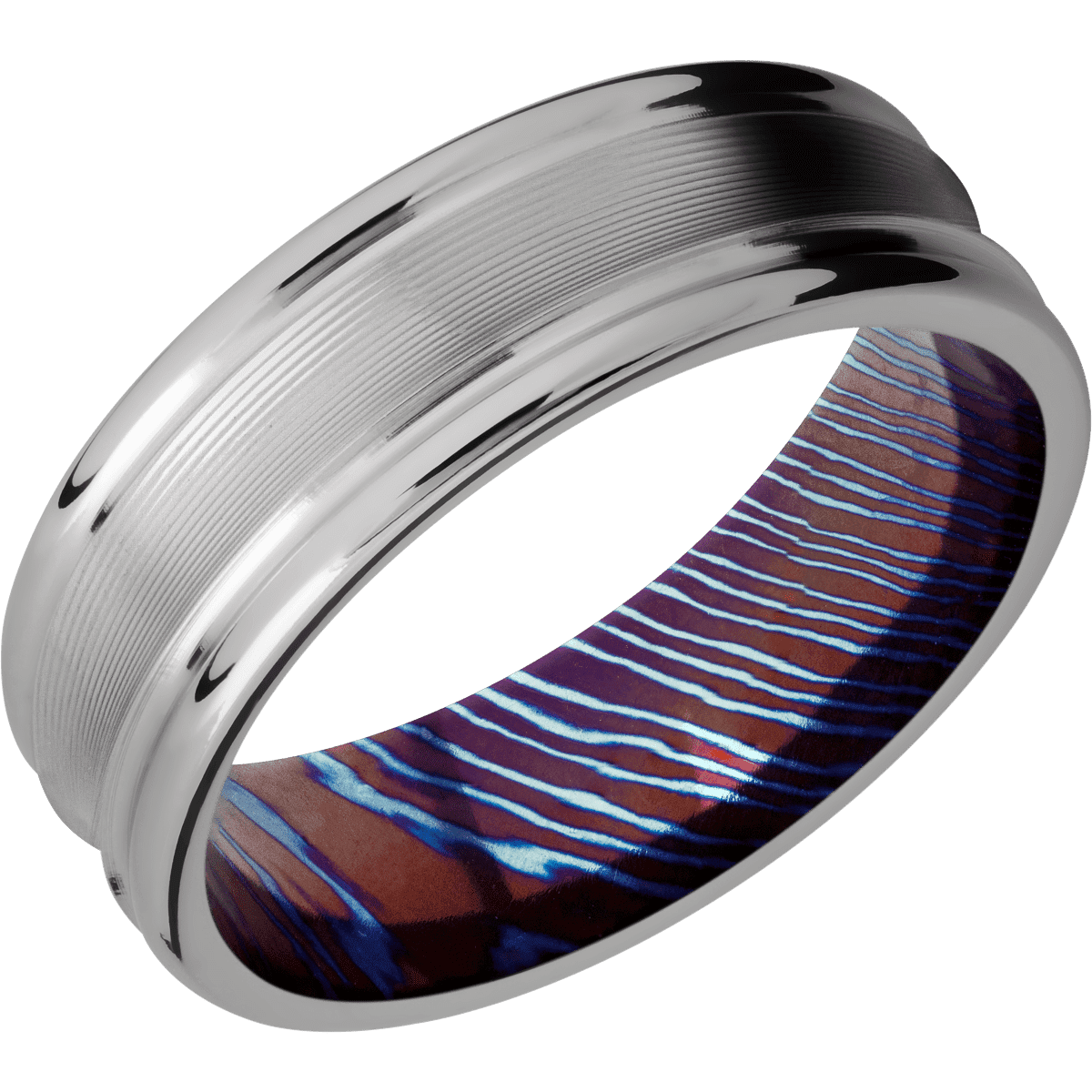 Titanium + Machine , Polish Finish + Titanium Damascus