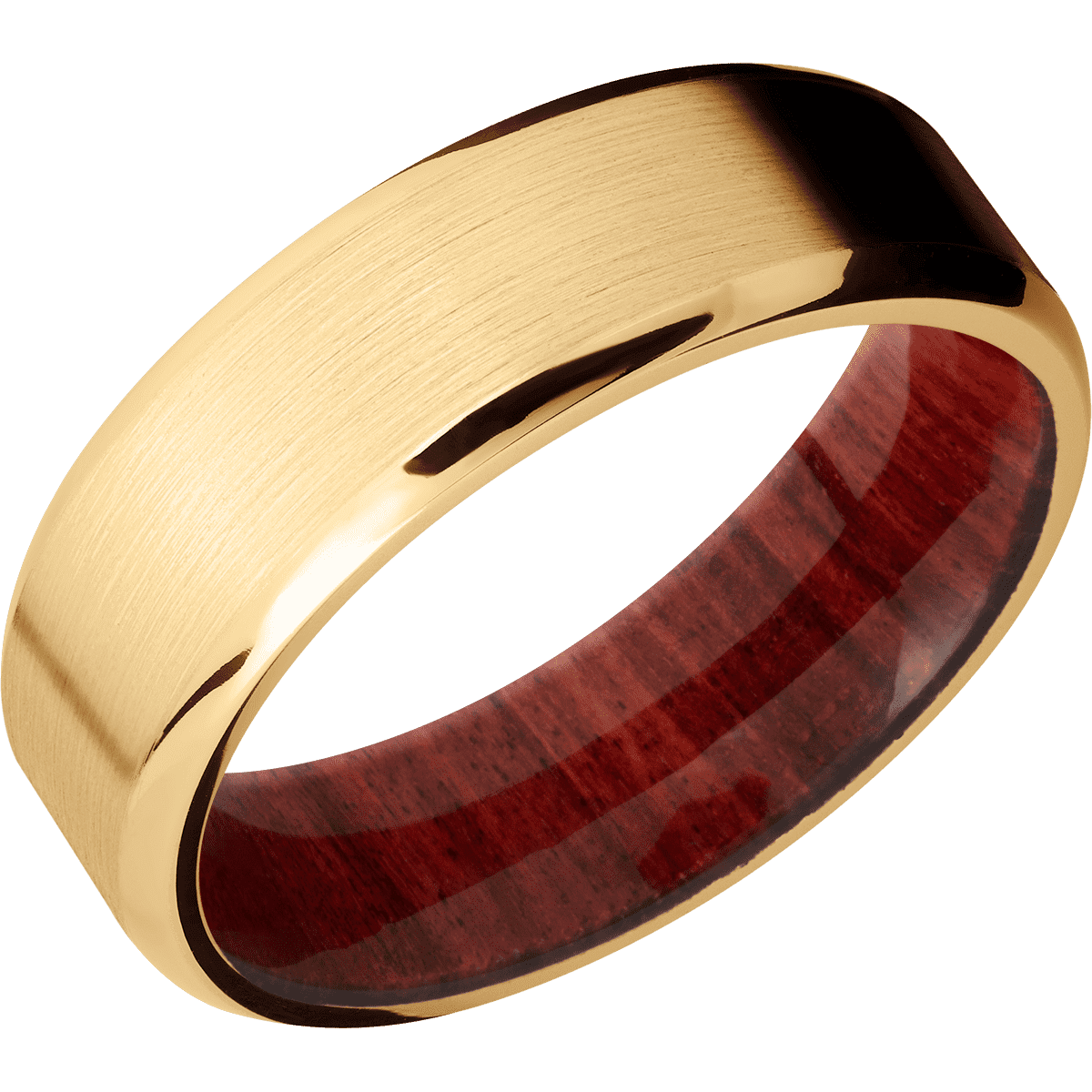 14K Yellow Gold + Satin , Polish Finish + Red Heart
