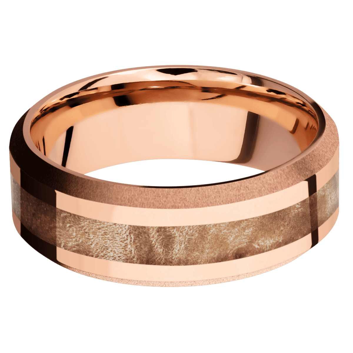14K Rose Gold + Polish , Sand Finish