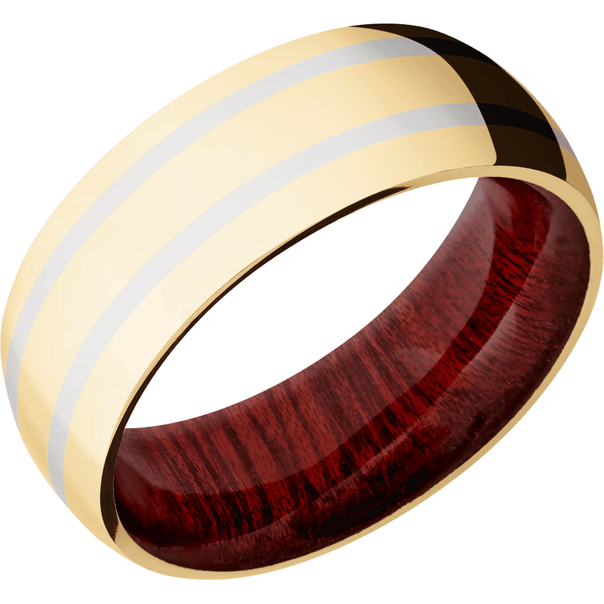 10K Yellow Gold + Polish Finish + Blood Wood