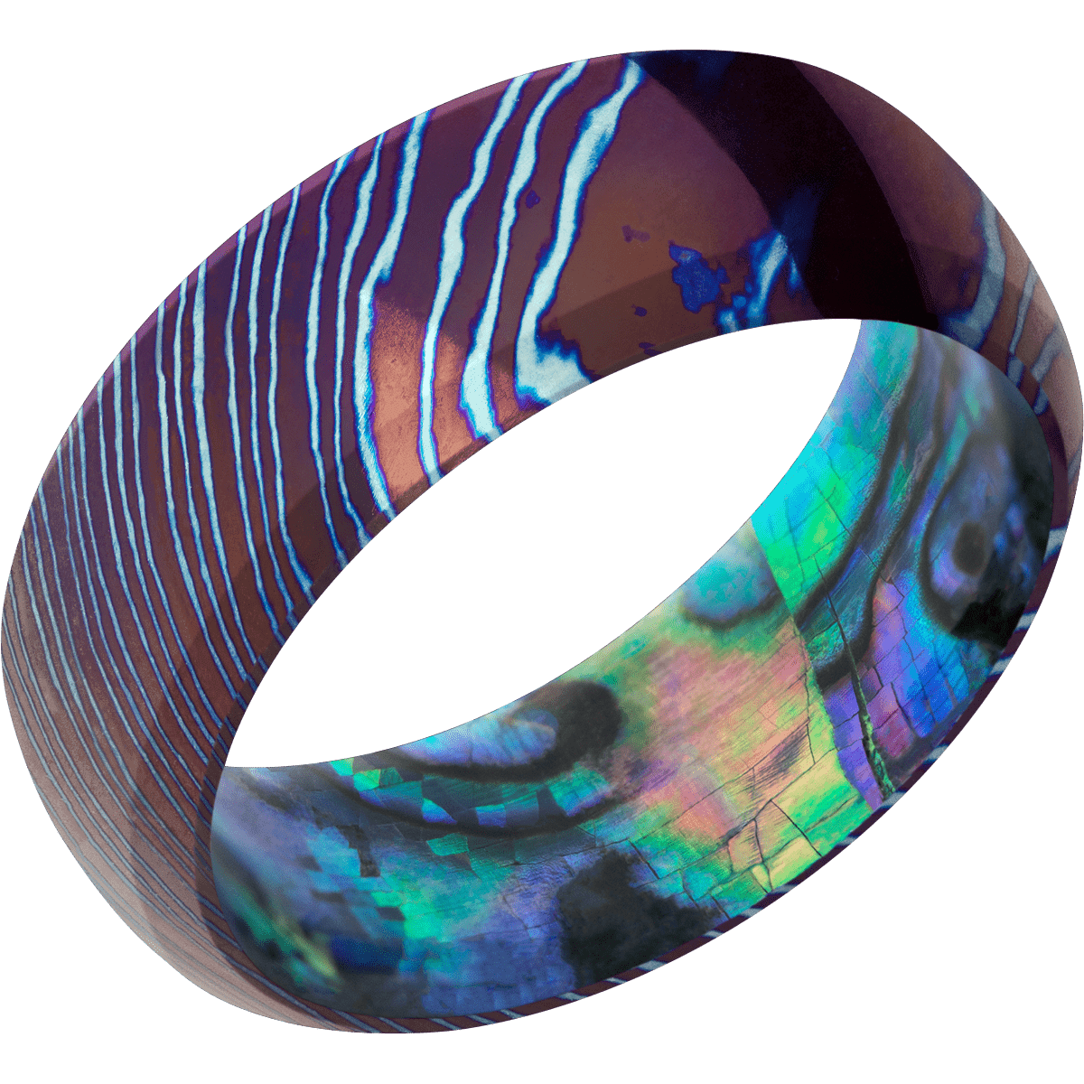 Titanium Damascus + Polish , Polish Finish + Abalone