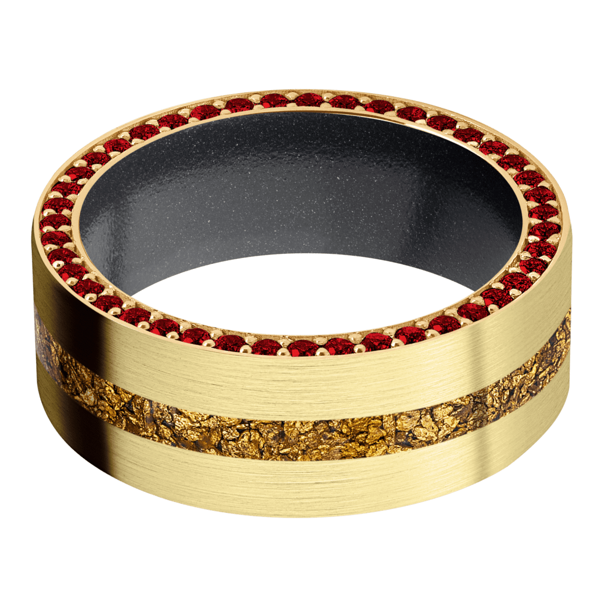 14K Yellow Gold + Satin Finish + Dark Grey