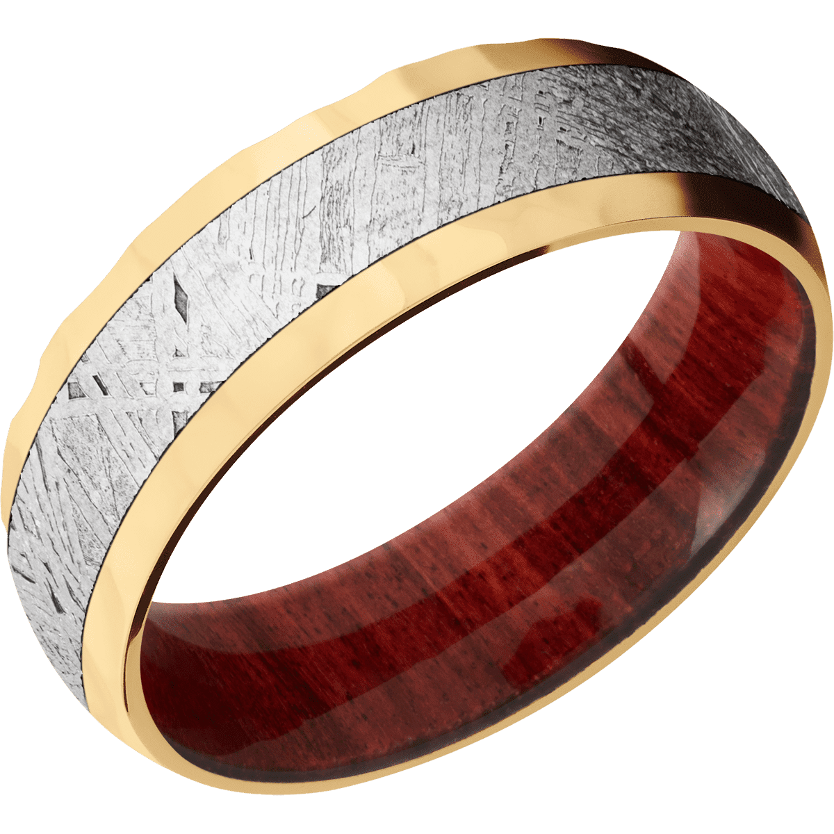 14K Yellow Gold + Rockpolish Finish + Red Heart