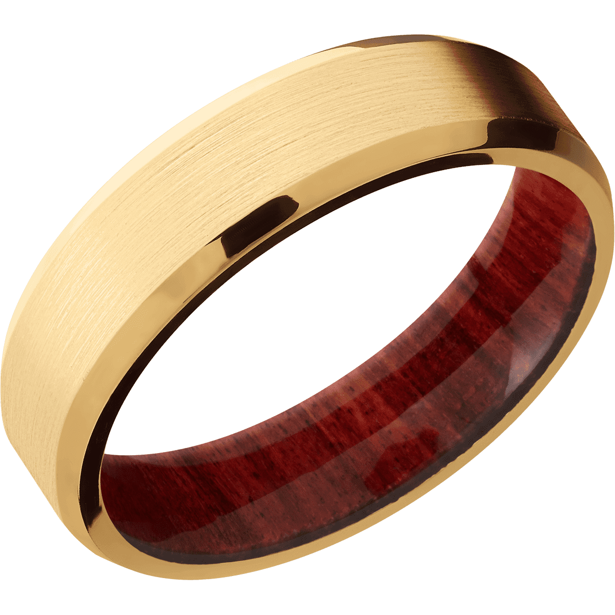 14K Yellow Gold + Satin , Polish Finish + Red Heart