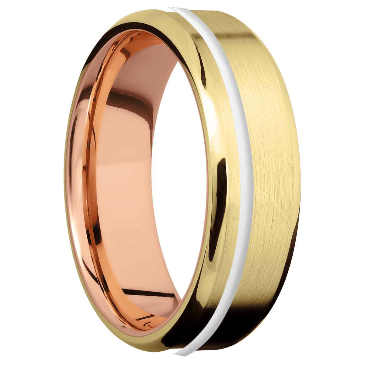 14K Yellow Gold + Satin , Polish Finish + 14K Rose Gold