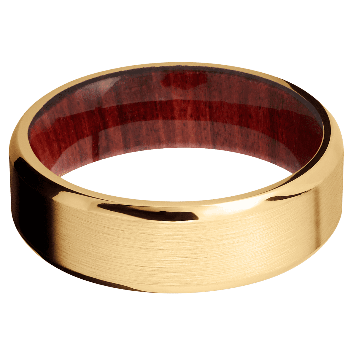 14K Yellow Gold + Satin , Polish Finish + Red Heart