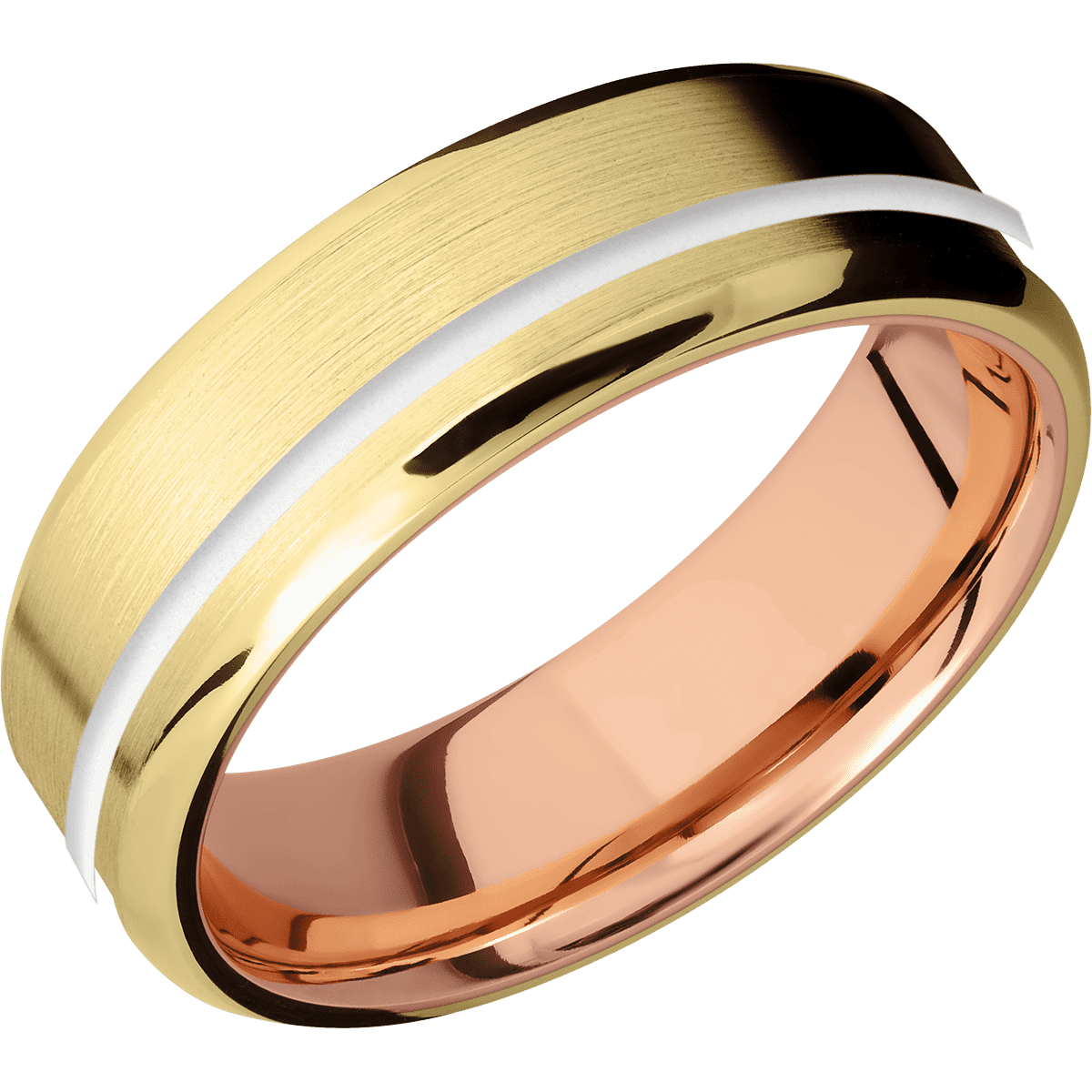 14K Yellow Gold + Satin , Polish Finish + 14K Rose Gold