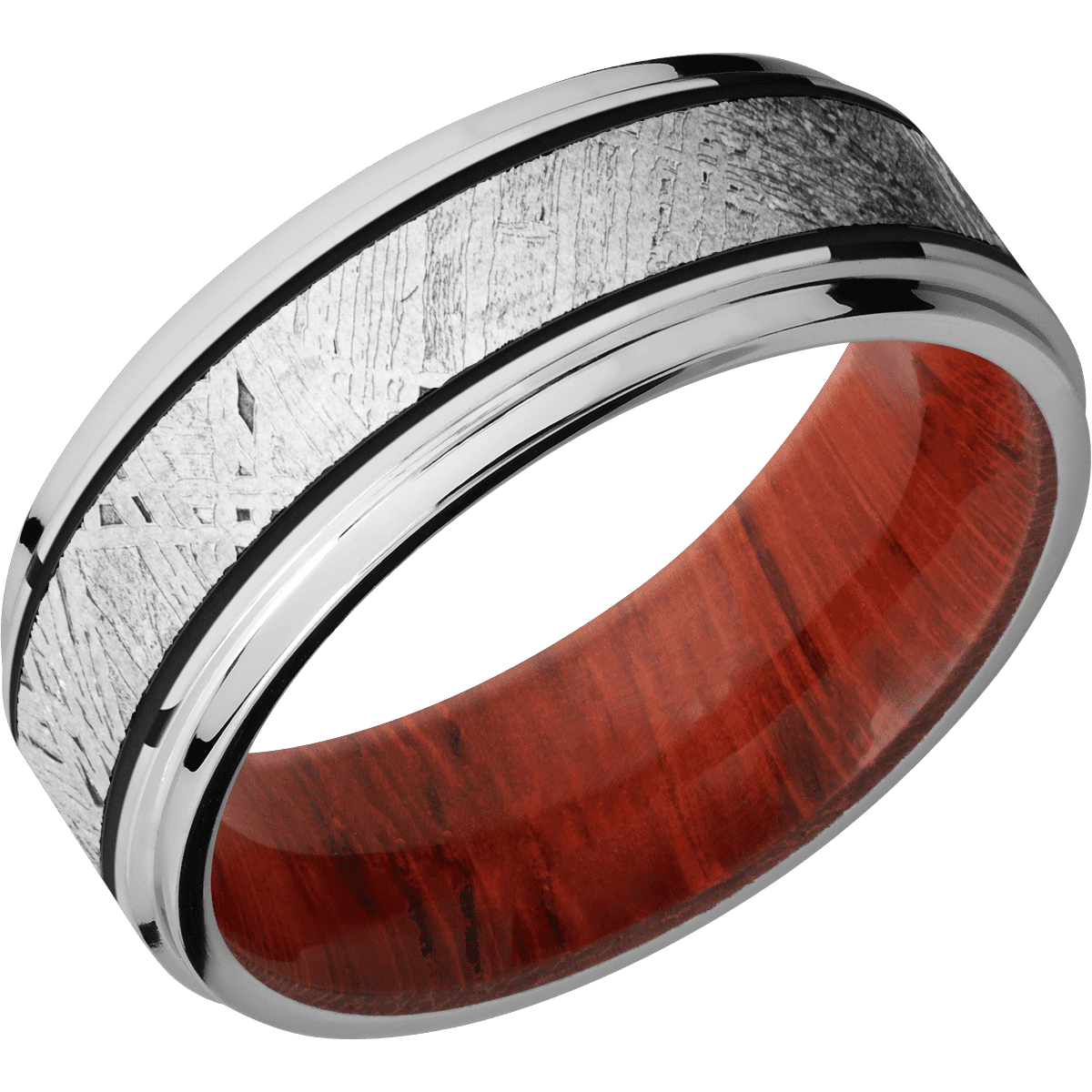 18K White Gold + Polish , Polish Finish + Padauk