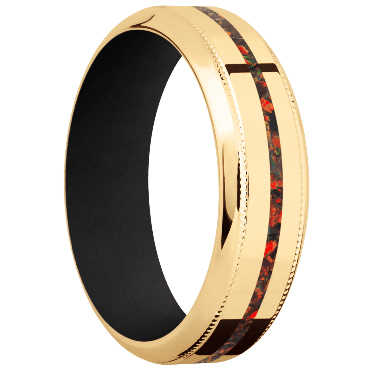 14K Yellow Gold + Polish , Polish Finish + Black