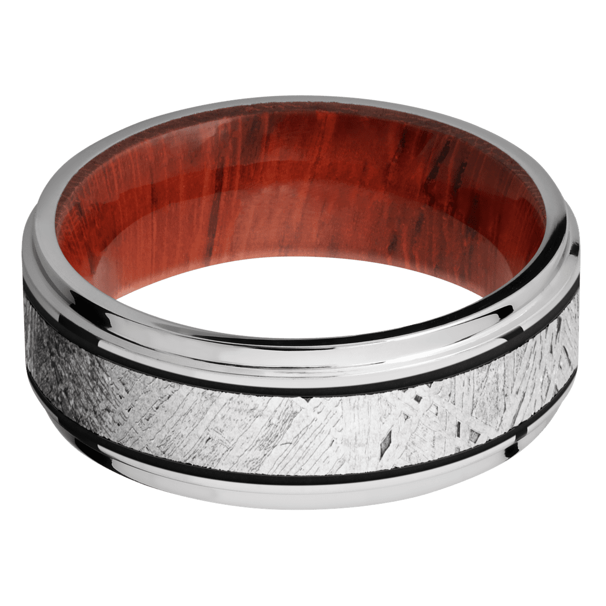 18K White Gold + Polish , Polish Finish + Padauk