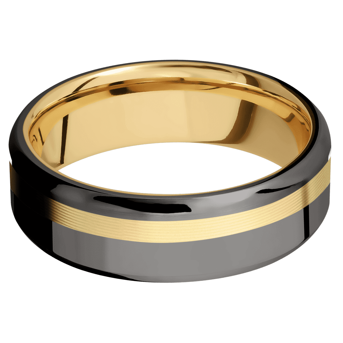 Tantalum Noir + Polish , Satin Finish + 10K Yellow Gold