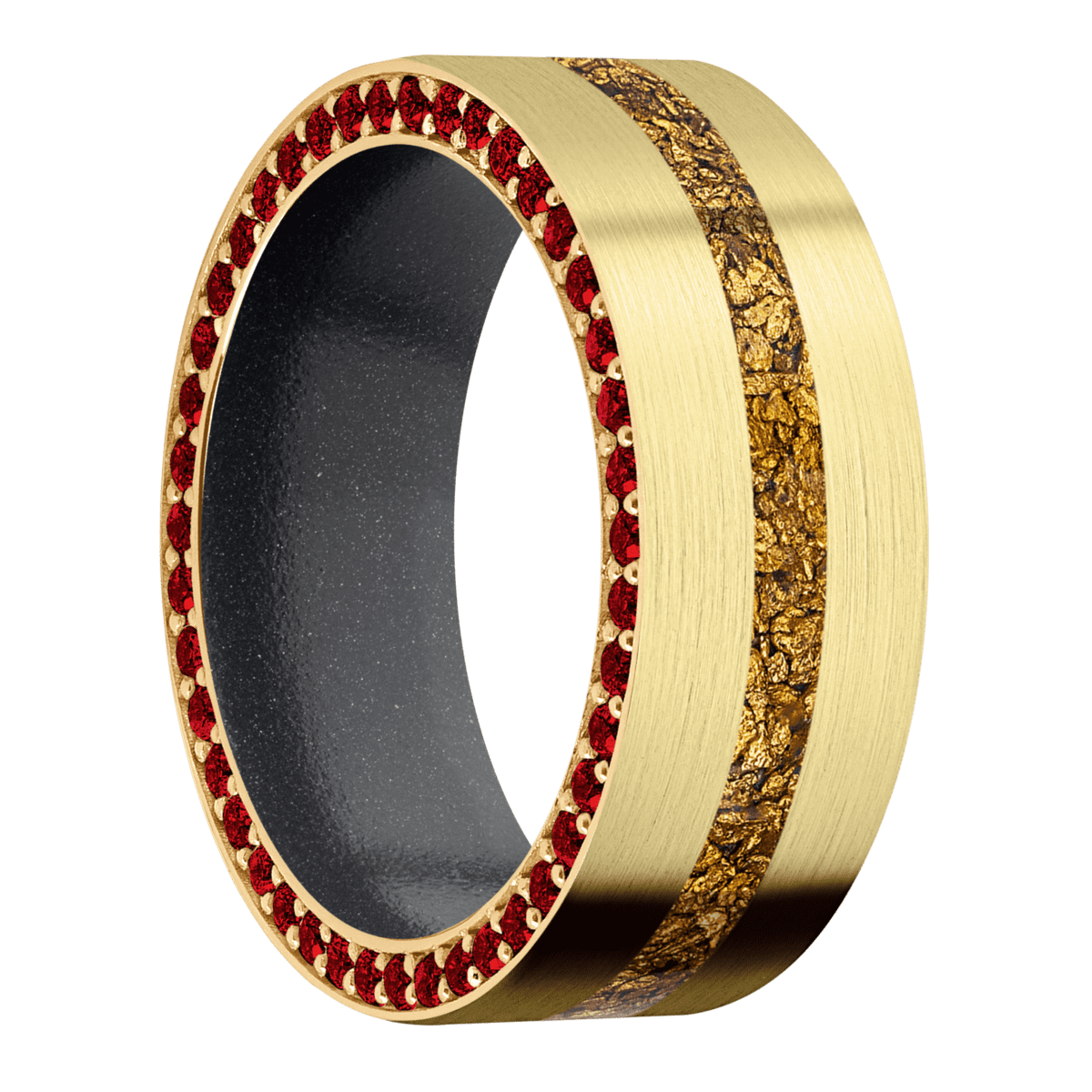 14K Yellow Gold + Satin Finish + Dark Grey