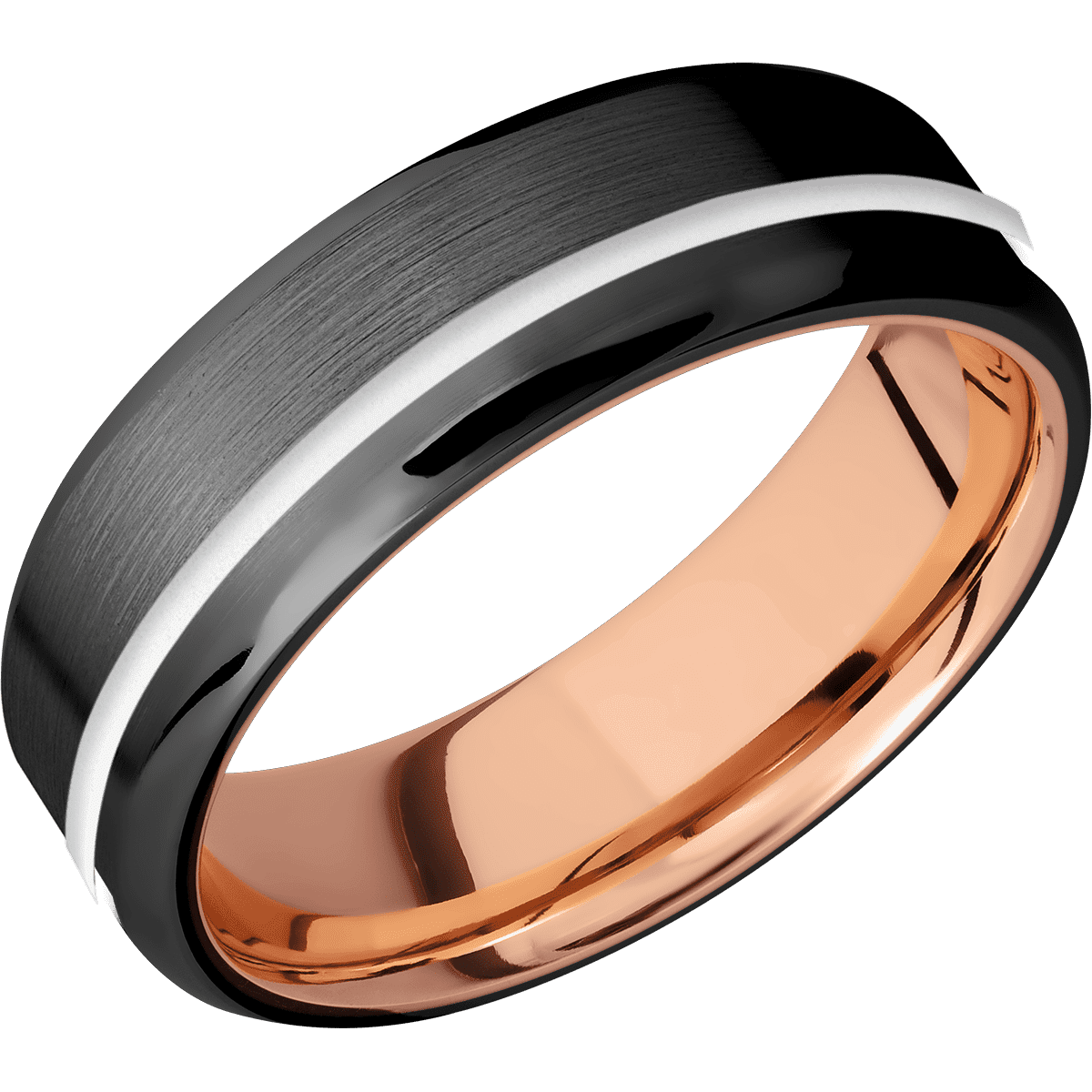 Zirconium + Satin , Polish Finish + 14K Rose Gold