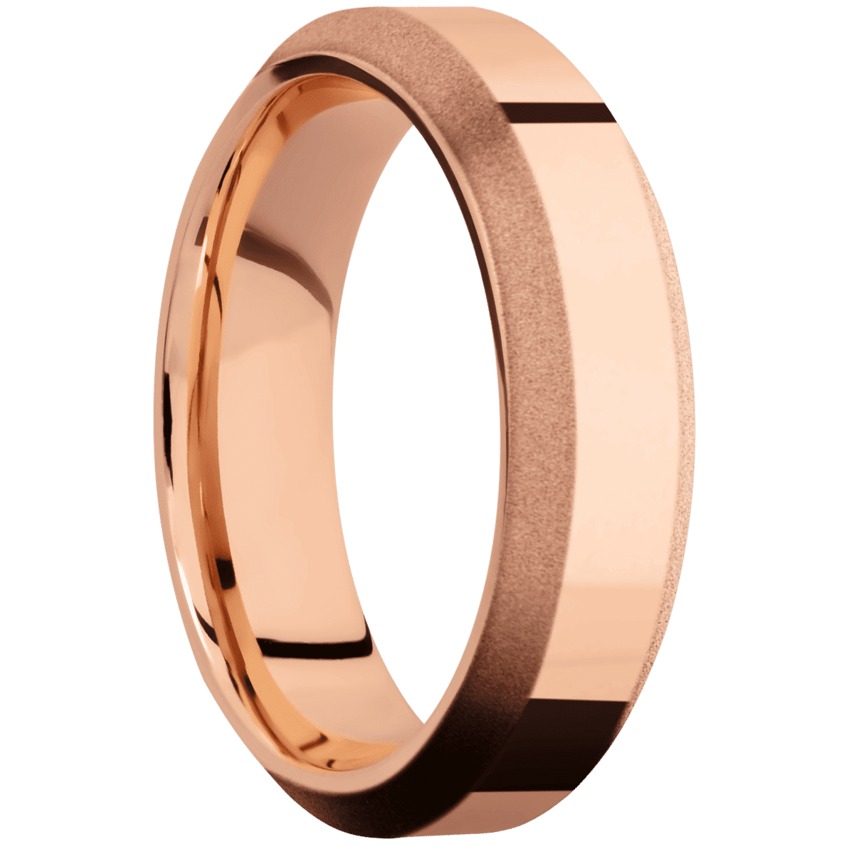 10K Rose Gold + Polish , Sand Finish