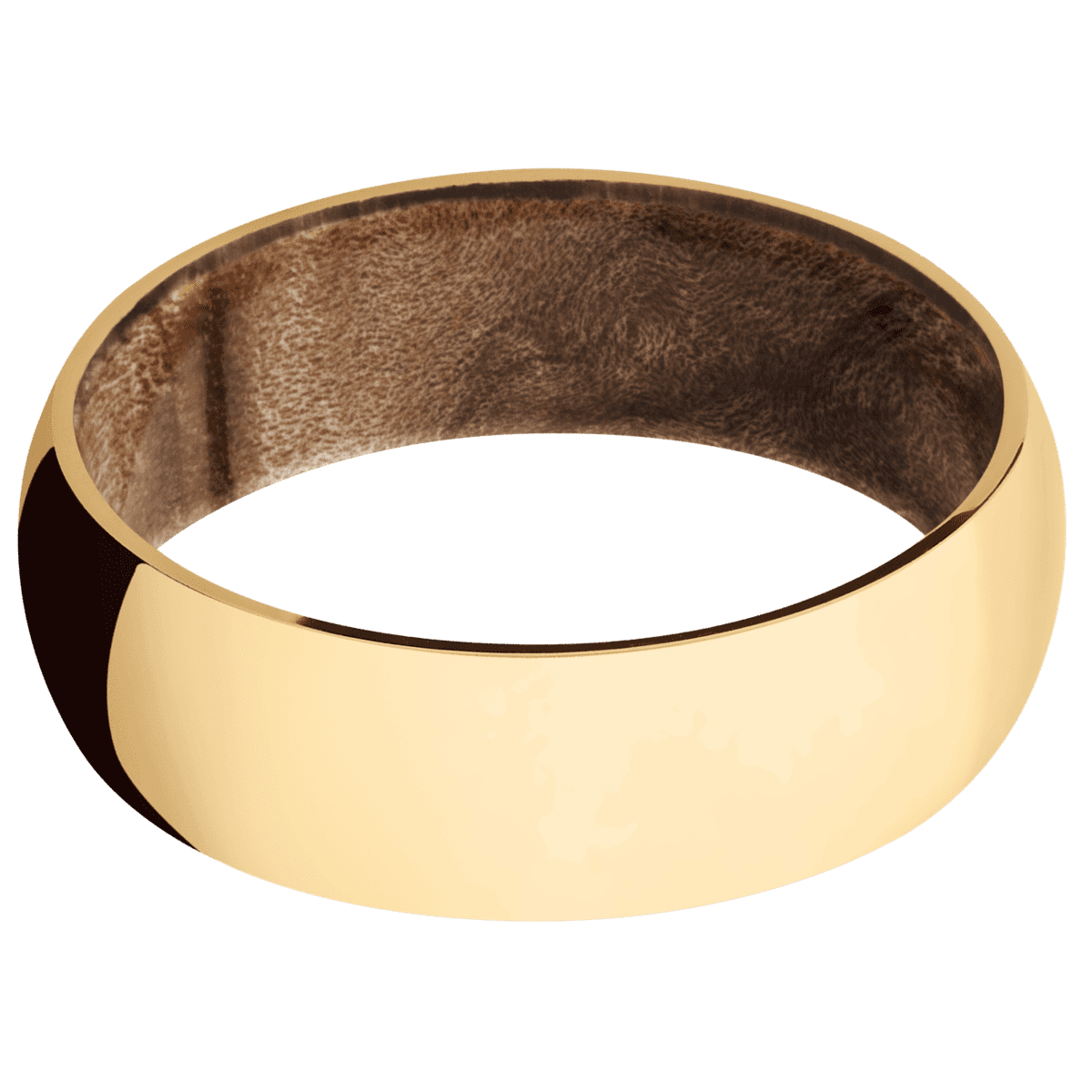 14K Yellow Gold + Polish Finish + Maple Burl