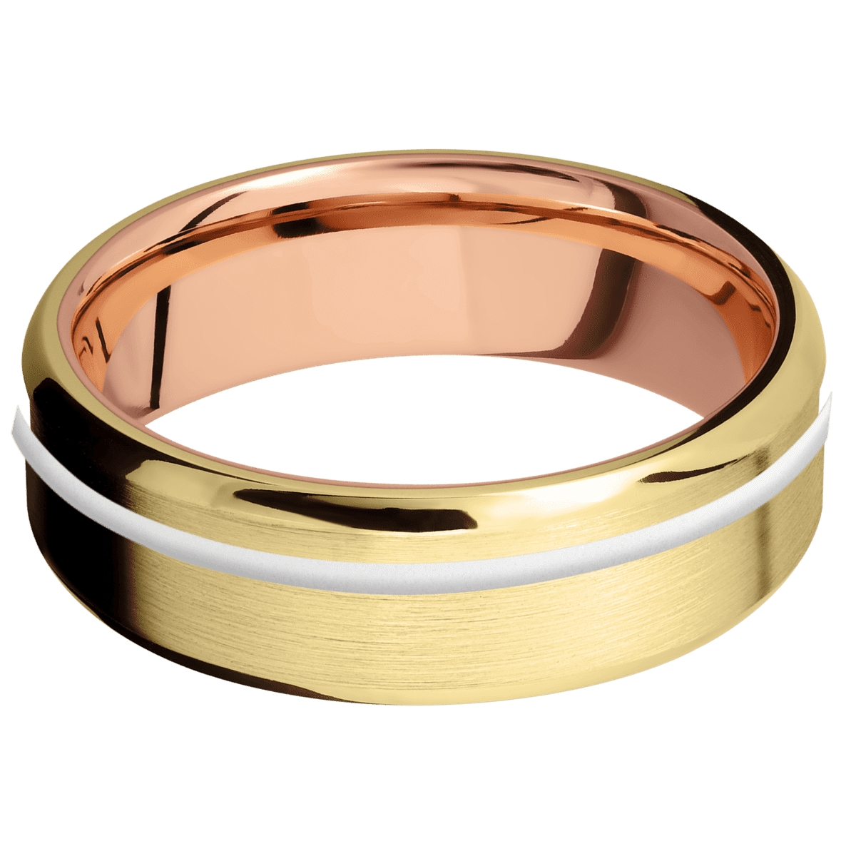 14K Yellow Gold + Satin , Polish Finish + 14K Rose Gold