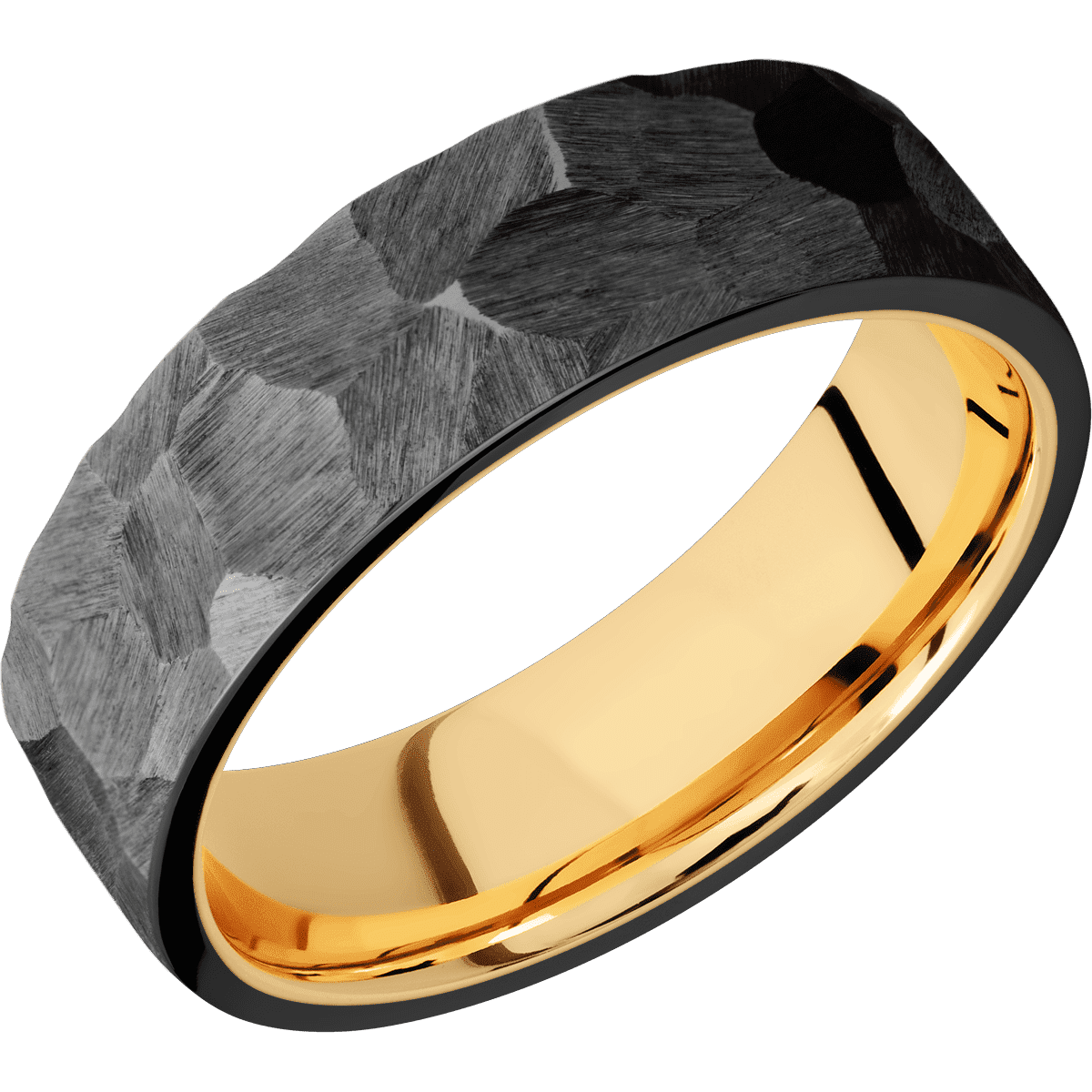 Zirconium + Rock Finish + 14K Yellow Gold