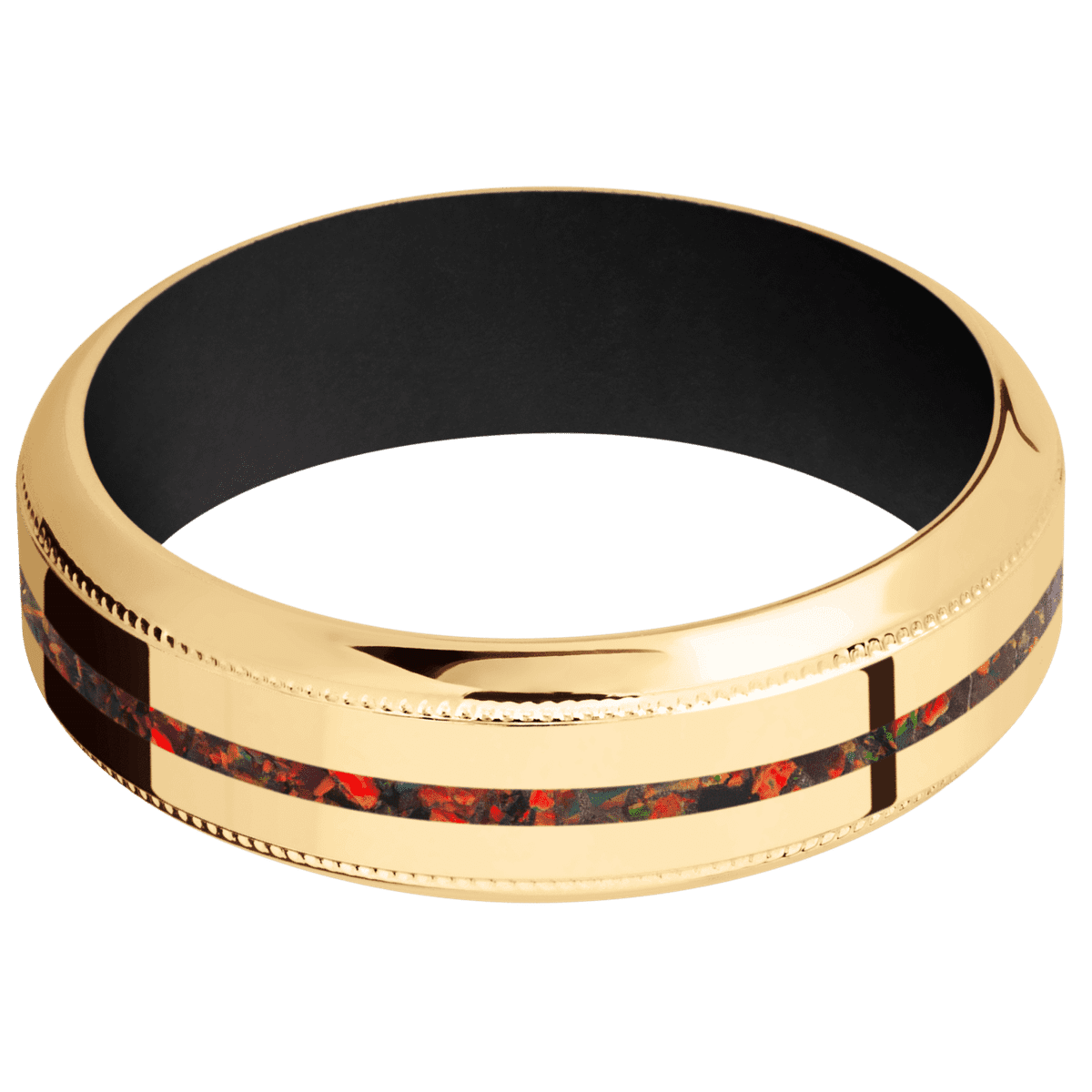 14K Yellow Gold + Polish , Polish Finish + Black