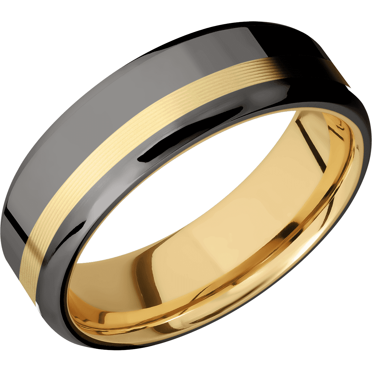 Tantalum Noir + Polish , Satin Finish + 10K Yellow Gold