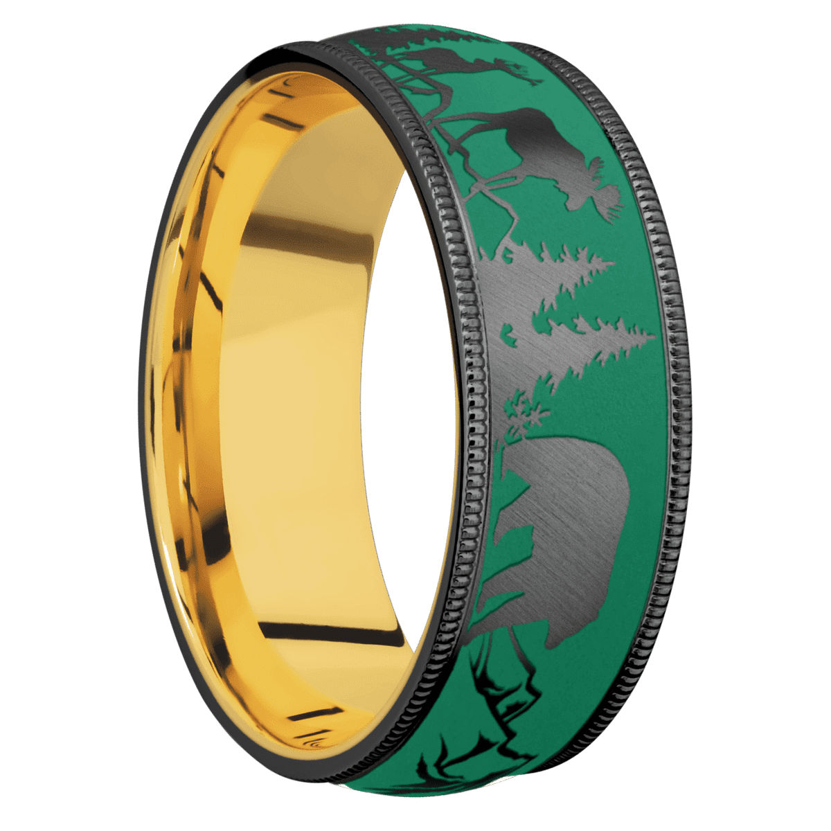 Zirconium + Anglesatin Finish + 18K Yellow Gold