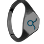 Small Hexagon signet ring (11.5x10) in Zirconium, with a Thin style band and a TAURUS engraving.