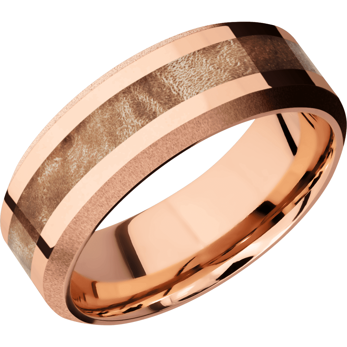 14K Rose Gold + Polish , Sand Finish
