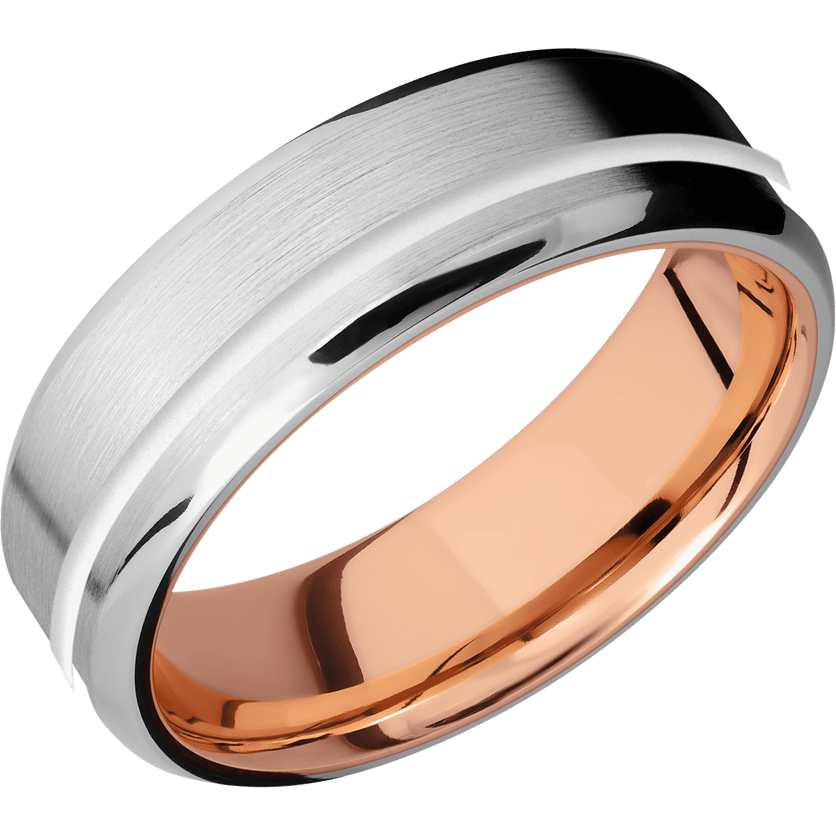 Platinum + Satin , Polish Finish + 14K Rose Gold