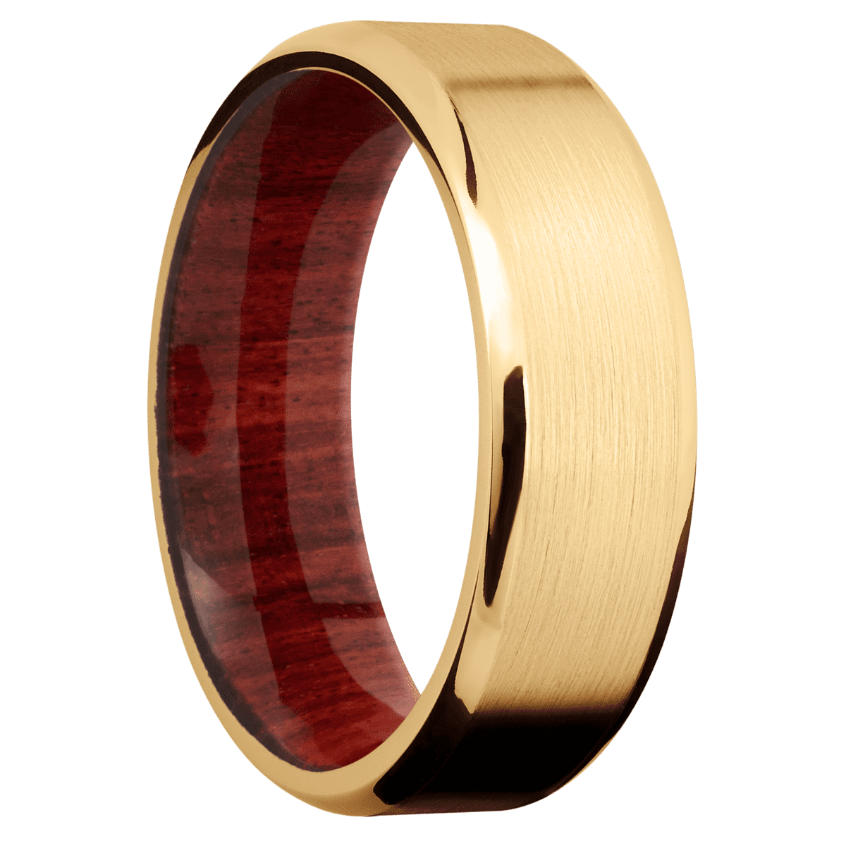 14K Yellow Gold + Satin , Polish Finish + Red Heart
