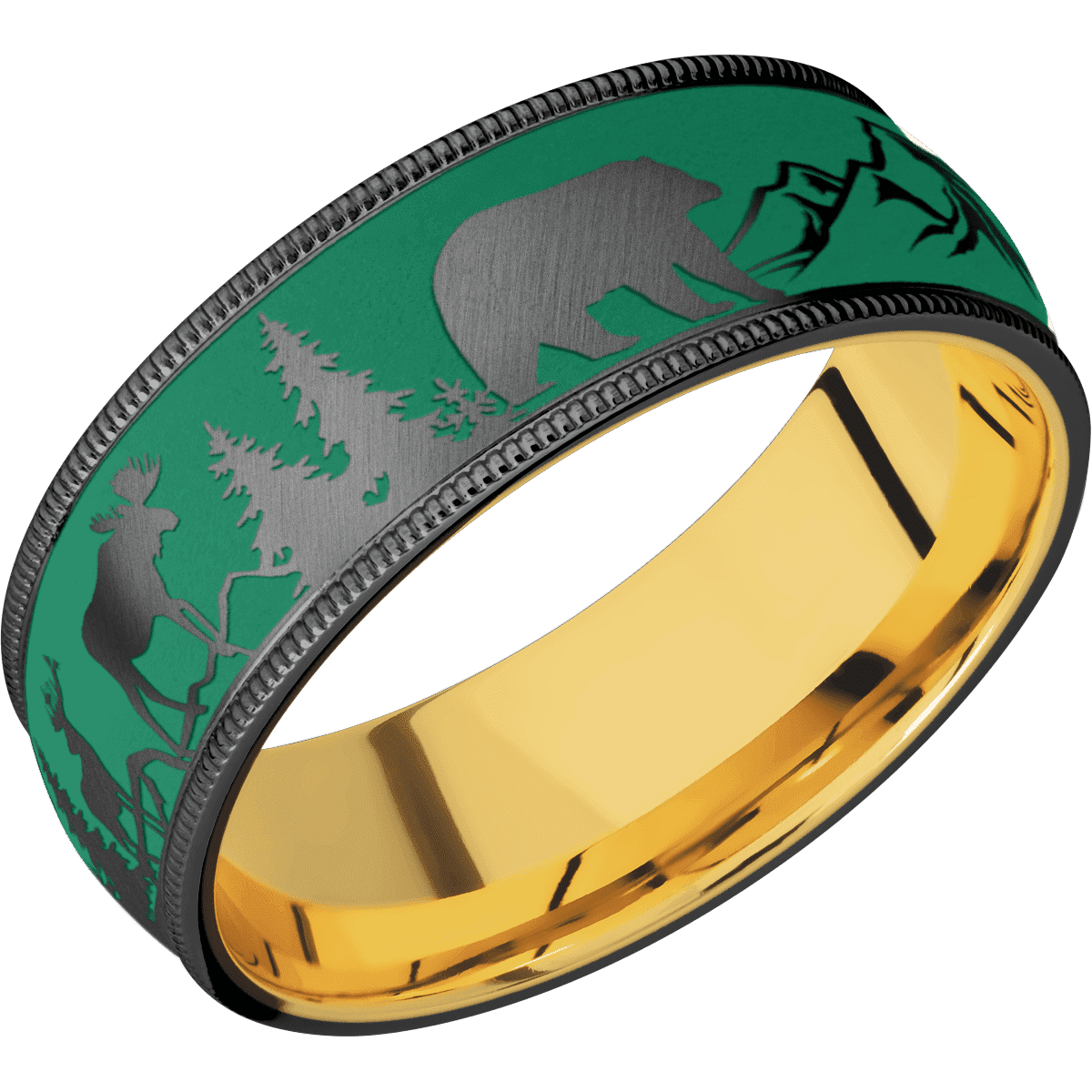 Zirconium + Anglesatin Finish + 18K Yellow Gold