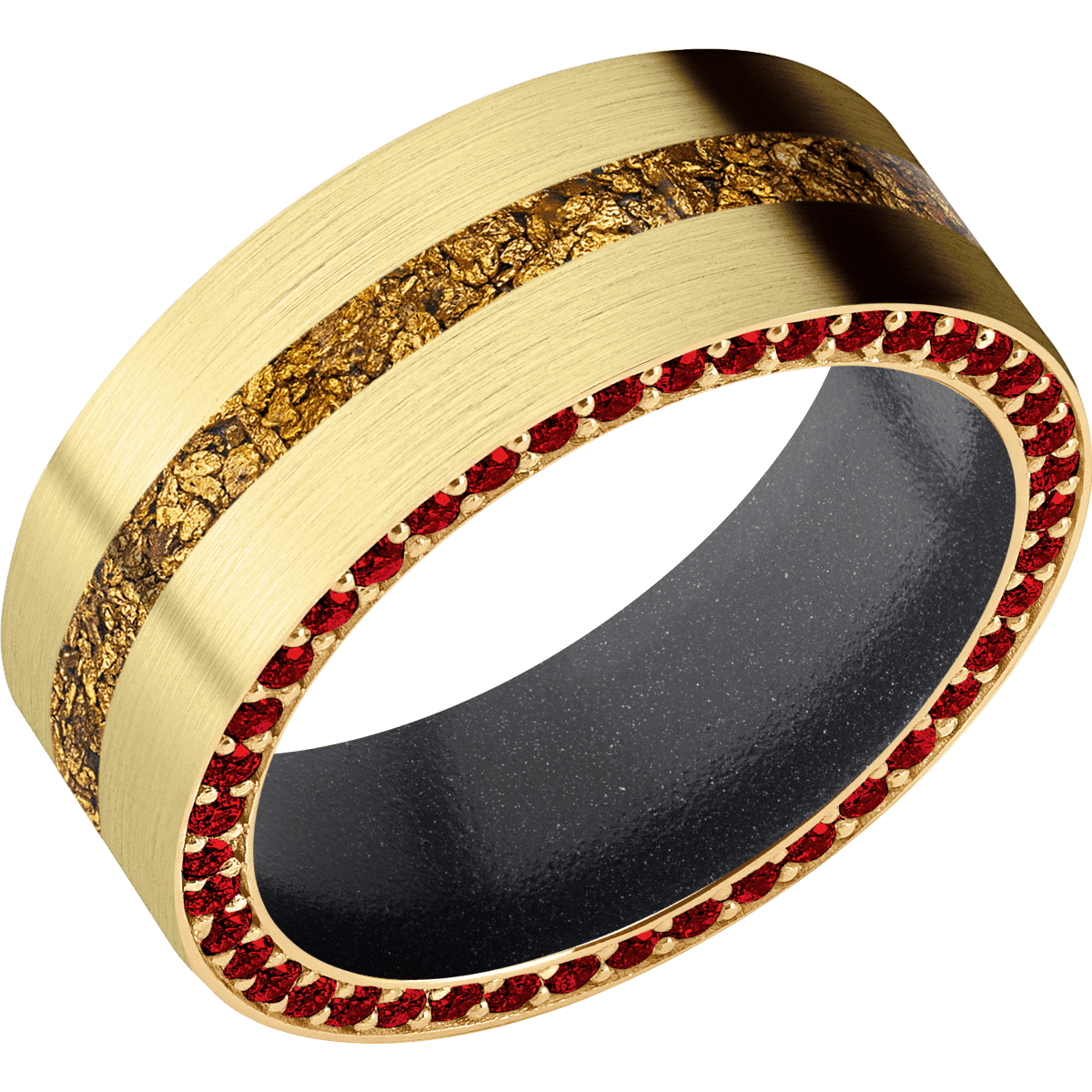 14K Yellow Gold + Satin Finish + Dark Grey