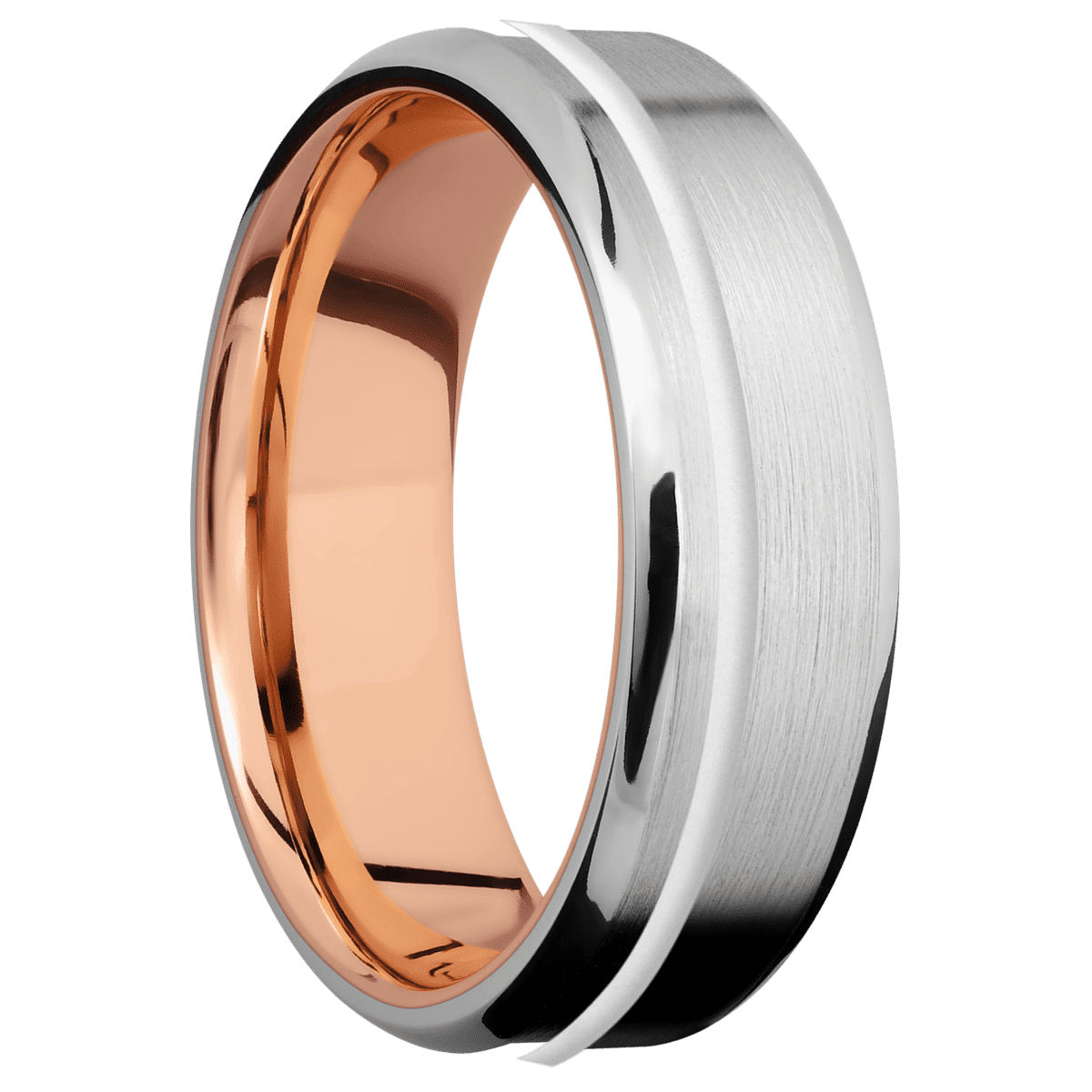 Platinum + Satin , Polish Finish + 14K Rose Gold
