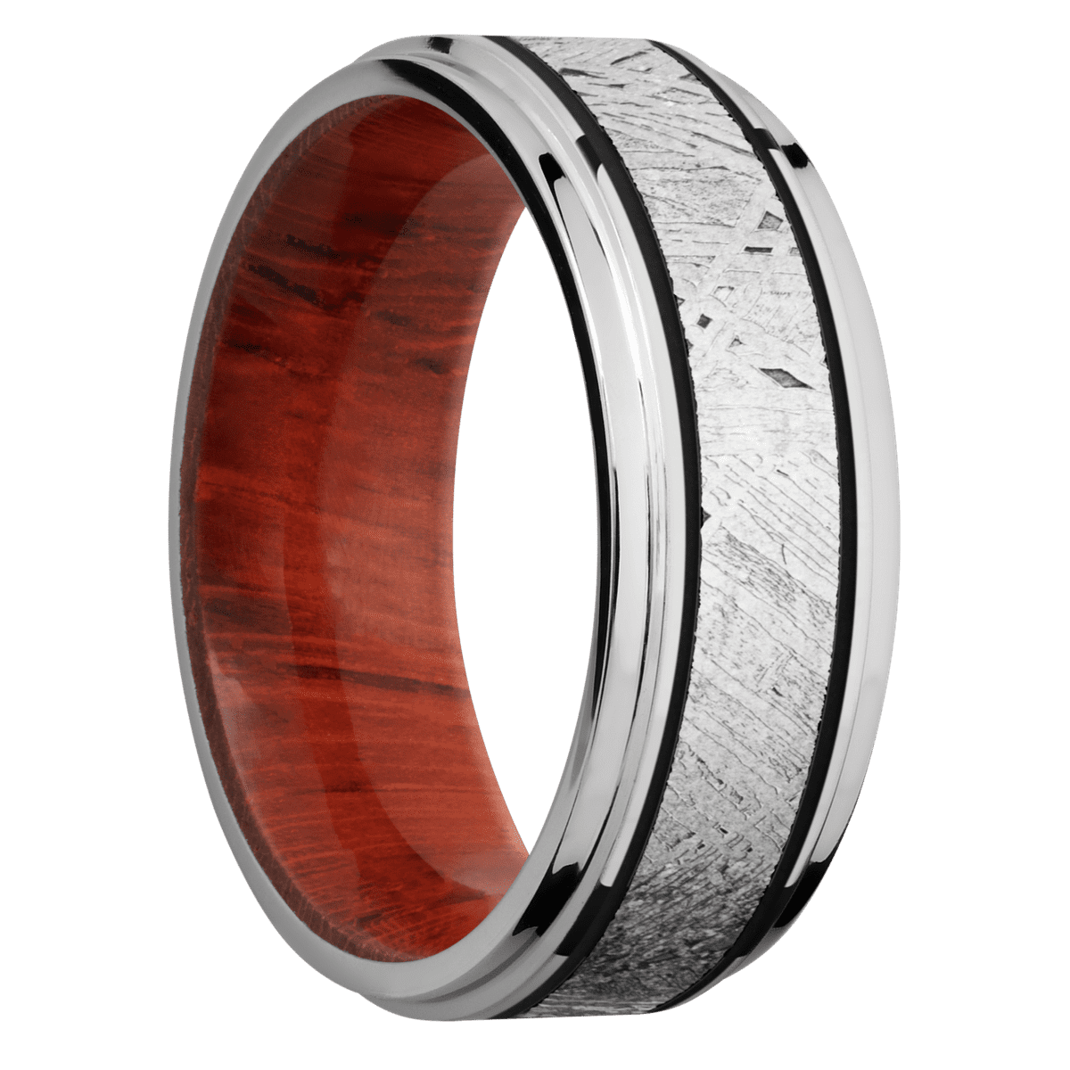 18K White Gold + Polish , Polish Finish + Padauk