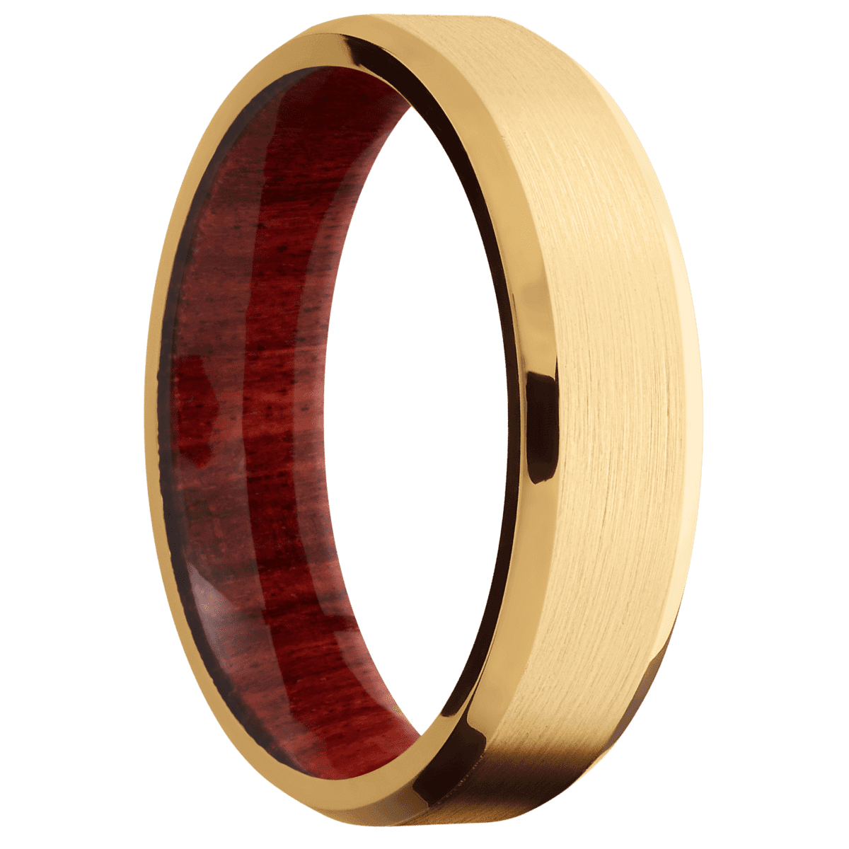 14K Yellow Gold + Satin , Polish Finish + Red Heart