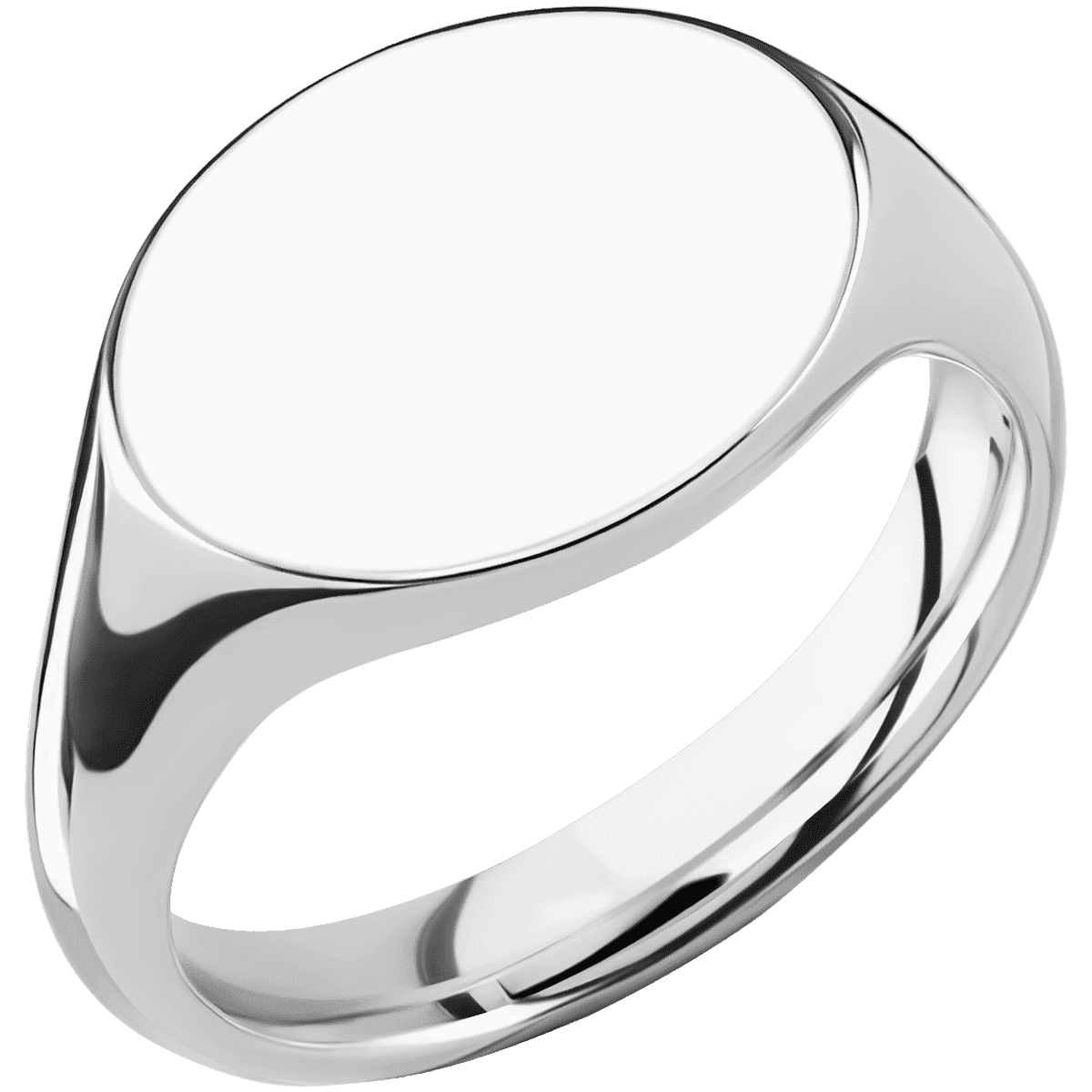 Medium Horizontal Oval signet ring (16x13mm) in 14K White Gold, with a Thin style band.