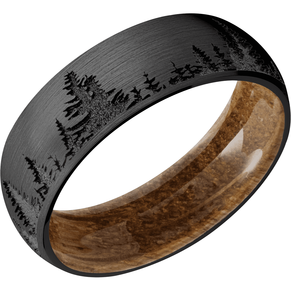 Zirconium + Satin , Polish Finish + Whiskey Barrel