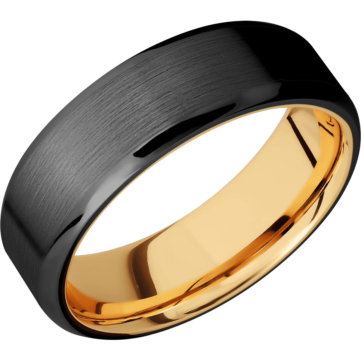 Zirconium + Satin , Polish Finish + 14K Yellow Gold