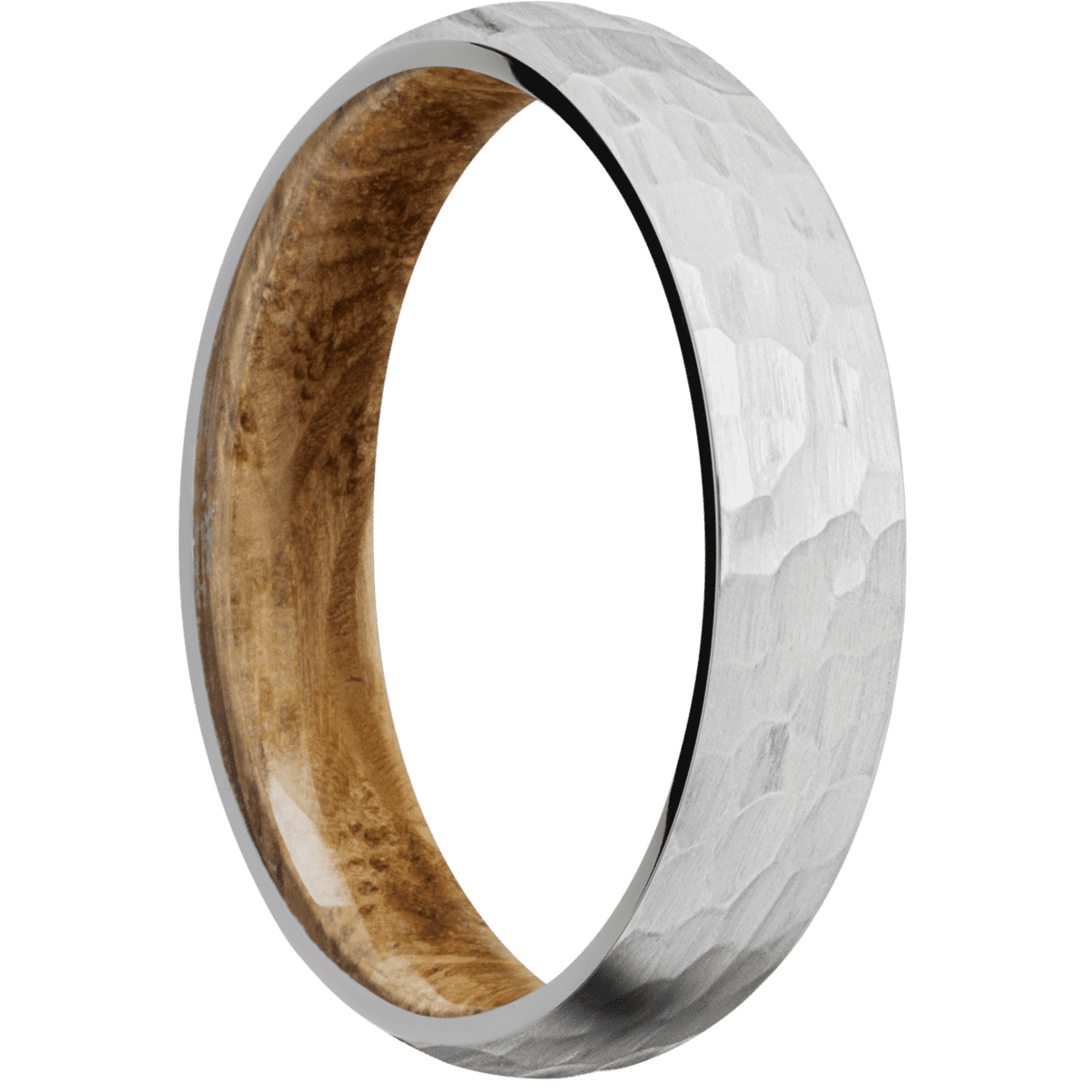 10K White Gold + Hammer Finish + Whiskey Barrel