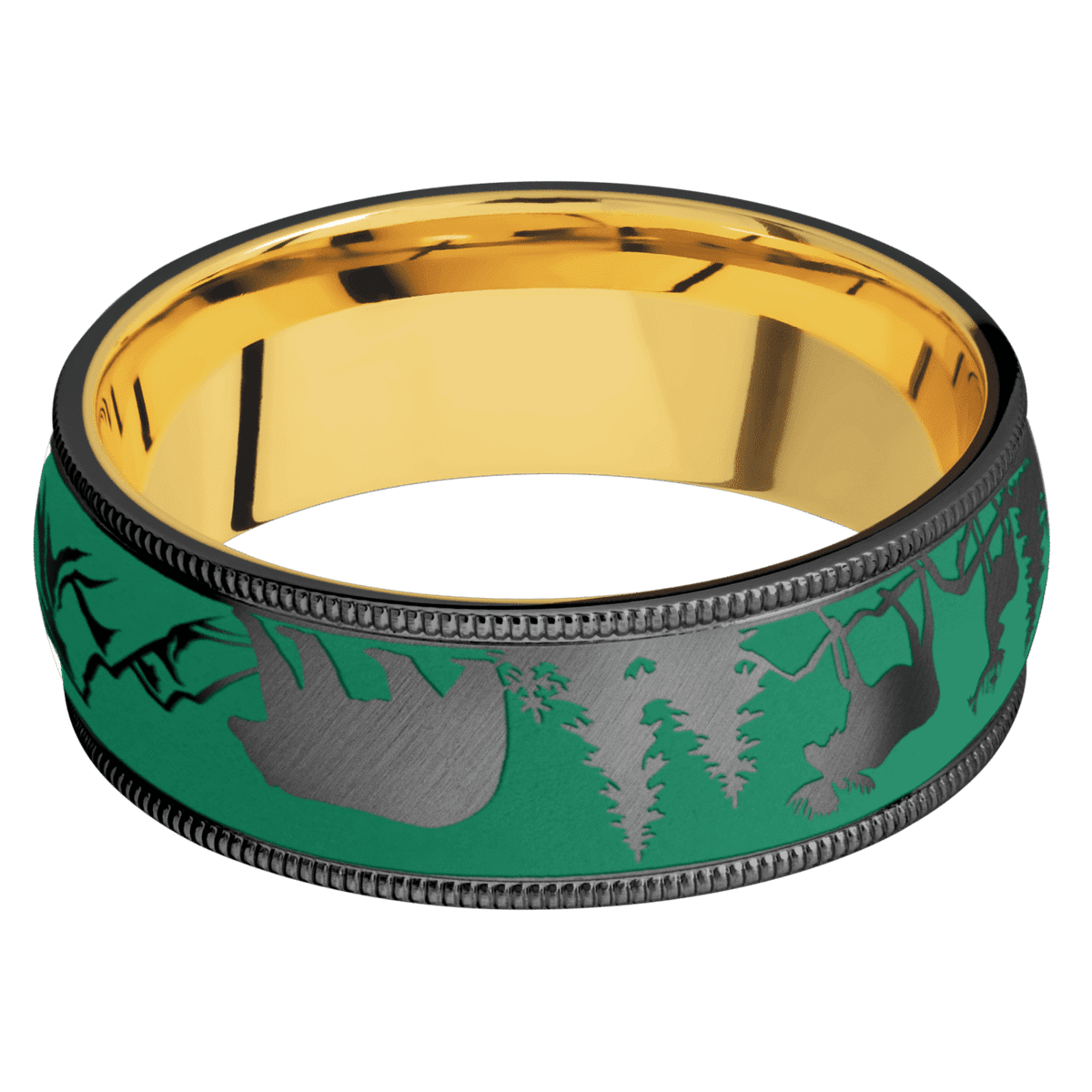 Zirconium + Anglesatin Finish + 18K Yellow Gold