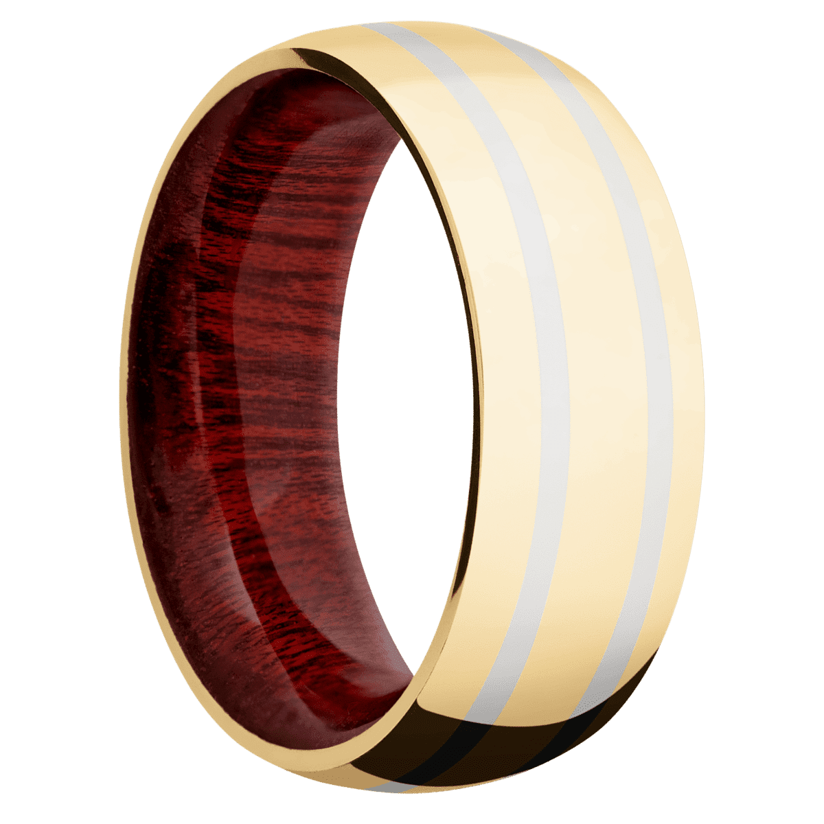 10K Yellow Gold + Polish Finish + Blood Wood