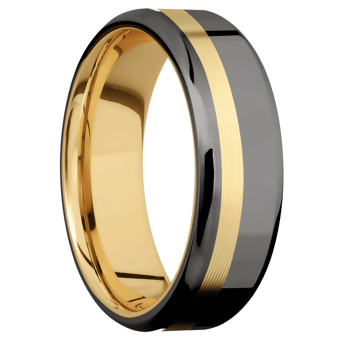Tantalum Noir + Polish , Satin Finish + 10K Yellow Gold