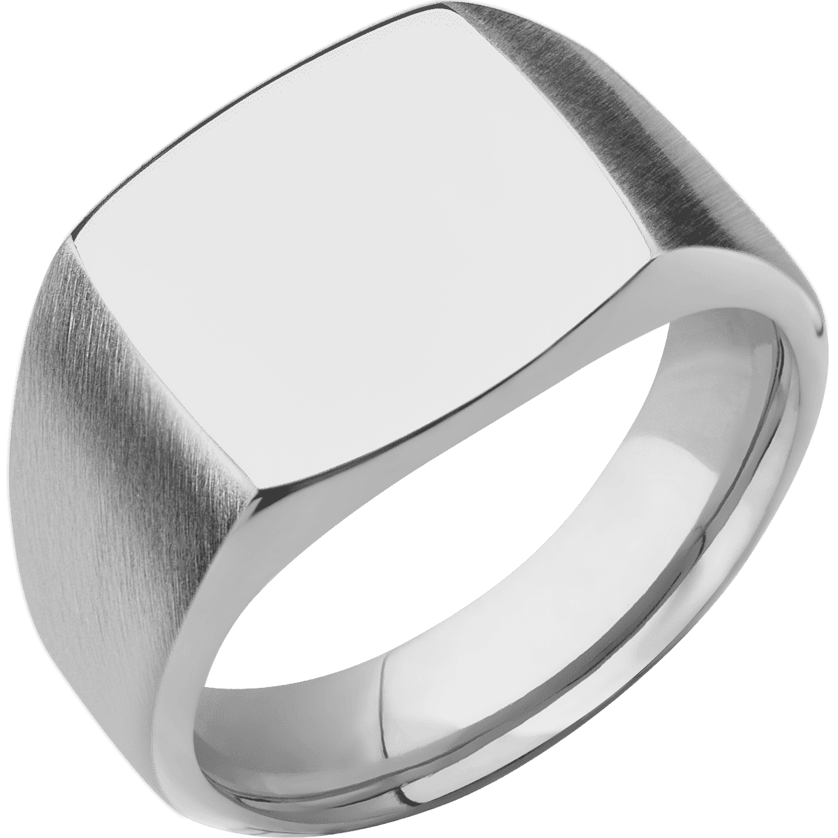 Medium Cushion signet ring (14x14mm) in Titanium, with a Wide style band