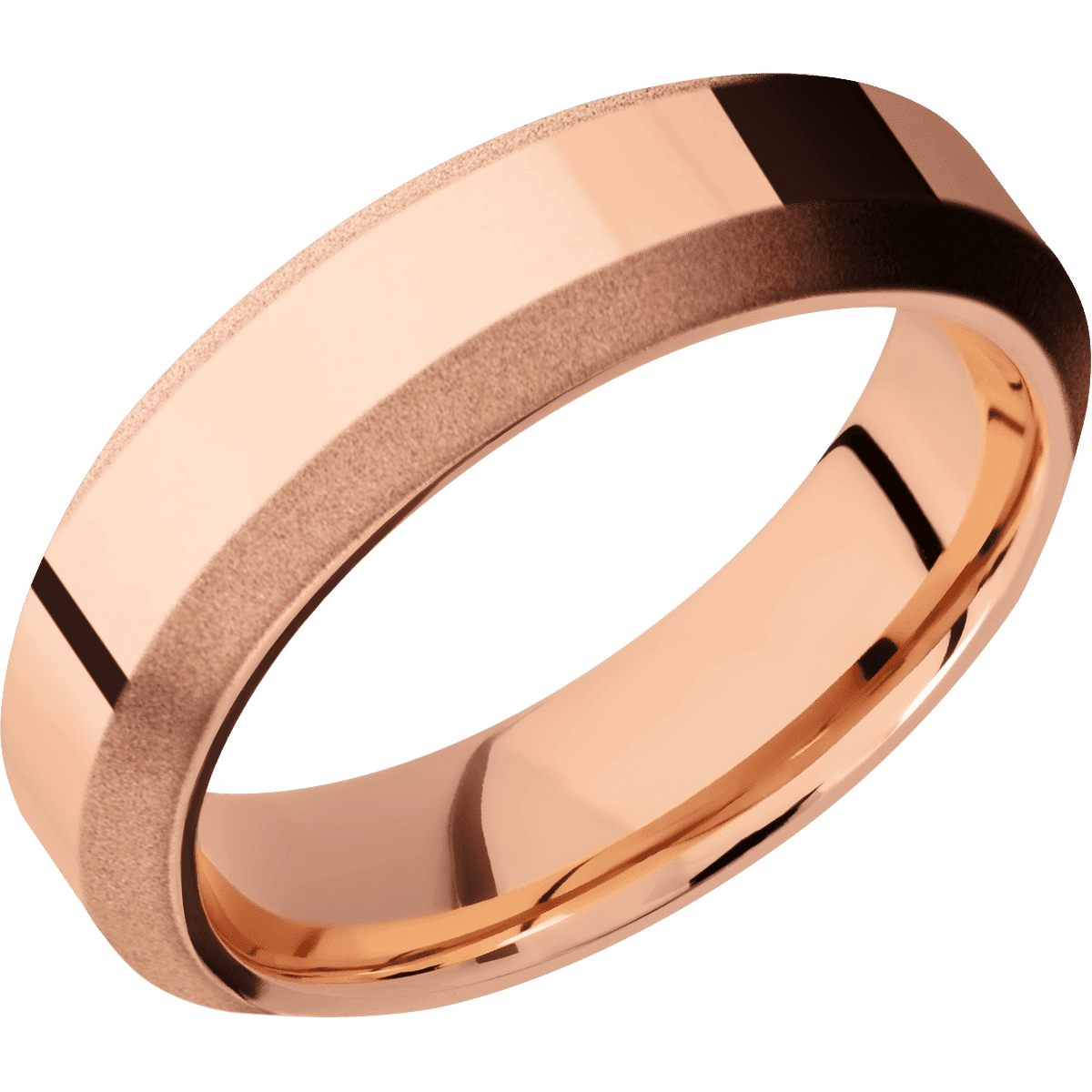 10K Rose Gold + Polish , Sand Finish